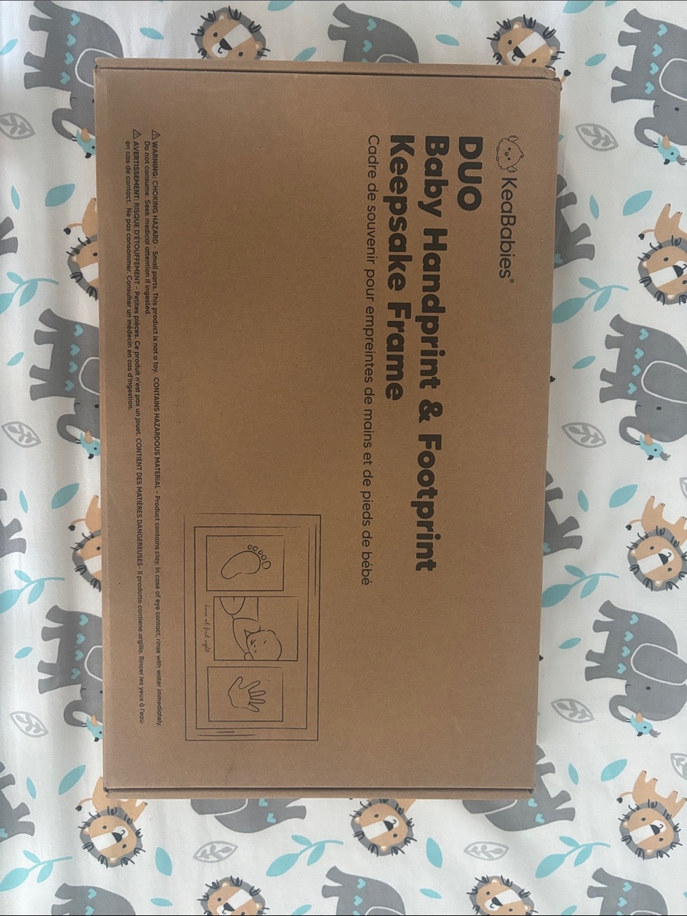 KeeBabies Duo Baby Handprint & Footprint Keepsake Frame - Gray/Tan